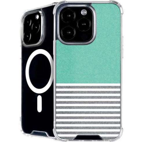 Teal and Grey Stripes iPhone 16 Pro MagSafe Case